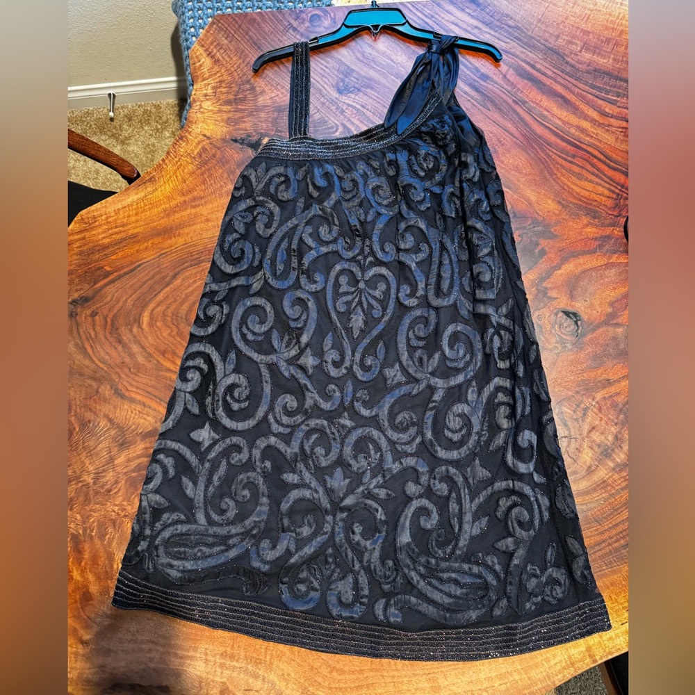 Armani black sequin cocktail dress size 4 / S silk